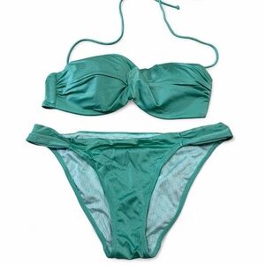 Victoria’s Secret Teal Bikini Set Adjustable Strapless Size 34C Medium